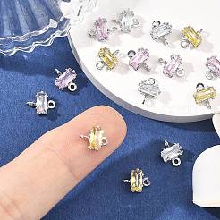 SHEGRACE Brass Pave Cubic Zirconia Rectangle Connector Charms&nbsp;XGRQ2O694-438P