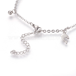 Tarnish Resistant 304 Stainless Steel Anklets with 201 Stainless Steel Charms&nbsp;AJEW-O028-03P