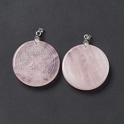 Natural Rose Quartz Pendants&nbsp;G-P491-03P-06