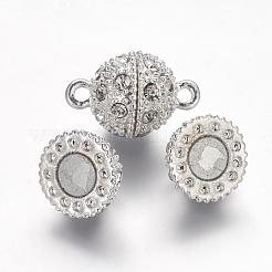 Alloy Rhinestone Magnetic Clasps with Loops&nbsp;RB-H116-3-S-1