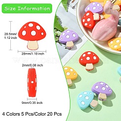 20Pcs 4 Colors Mushroom Food Grade Eco-Friendly Silicone Focal Beads&nbsp;SIL-CJ0001-63
