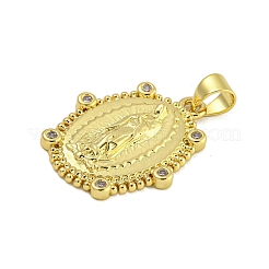 Religion Theme Rack Plating Brass Micro Pave Cubic Zirconia Pendants&nbsp;KK-C074-40G-01