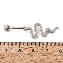 Alloy Rhinestone Snake Curved Barbell Belly Rings&nbsp;AJEW-R007-03P-04
