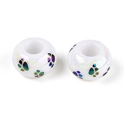 UV Plating Printed Opaque Acrylic European Beads&nbsp;MACR-N018-05A