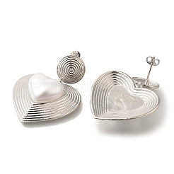 Rack Plating Heart Brass Stud Earrings&nbsp;EJEW-H016-11P