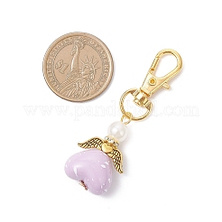 Spray Painted Opaque Acrylic Heart Angel Pendant Decorations&nbsp;HJEW-JM04437