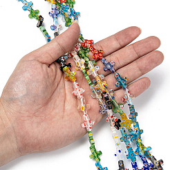 2 Strands Cross Handmade Millefiori Glass Beads Strands&nbsp;LK-PA0001-02