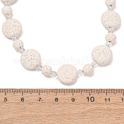 Natural Lava Rock Coin Beaded Necklaces&nbsp;GG-CBA922D-06B