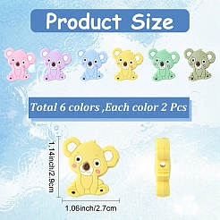 12Pcs 6 Colors Koala Silicone Beads&nbsp;FIND-YW0008-85