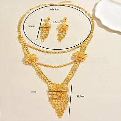 Luxury Iron Floral Tassel Pendant Necklace & Dangle Stud Earrings Set for Women&nbsp;VS2280