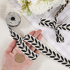3Skeins Polyester Leaf Jacquard Ribbons&nbsp;SRIB-CY0001-20C