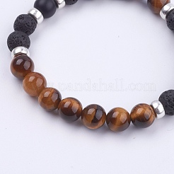Natural Lava Rock and Gemstone Stretch Bracelets&nbsp;BJEW-JB03634