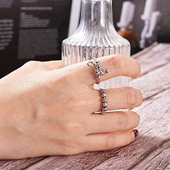 8Pcs 8 Style Brass Rotating Beaded Cuff Rings&nbsp;RJEW-SW0001-01