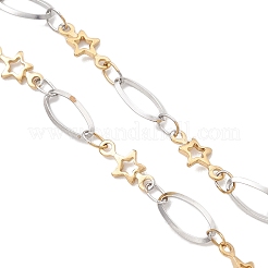 Two Tone 304 Stainless Steel Oval and Star Link Chain Bracelet Making&nbsp;AJEW-JB01486