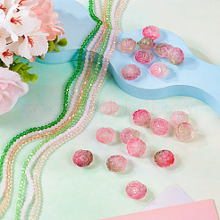 DIY Rose Flower Glass & Acrylic Beads Jewelry Making Finding Kit&nbsp;DIY-TA0010-10