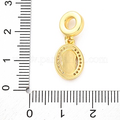 Brass Clear Cubic Zirconia European Dangle Pendants&nbsp;KK-D325-28G-05