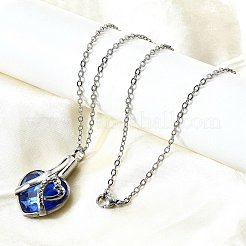 304 Stainless Steel & Blue Glass Heart Urn Ashes Necklaces&nbsp;NJEW-K393-04P