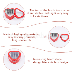 Tinplate Heart Shaped Gift Boxes with Clear Window Lid&nbsp;CON-WH0112-033