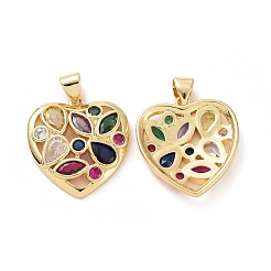 Brass Cubic Zirconia Pendants&nbsp;ZIRC-I062-27G
