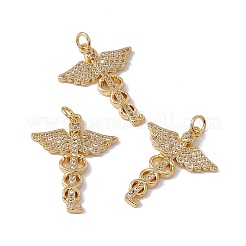 Brass Micro Pave Clear Cubic Zirconia Pendants&nbsp;KK-G439-35G