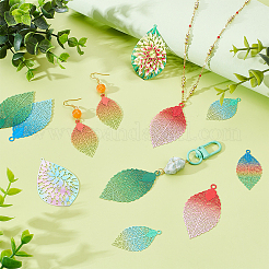 16Pcs 8 Colors 201 Stainless Steel Etched Metal Embellishments Pendants&nbsp;STAS-PH0007-19