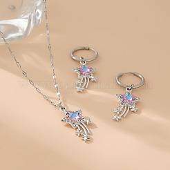 Aolly Rhinestone Star Pendant Necklaces & Earring Set for Women&nbsp;FS-WGC456D-01