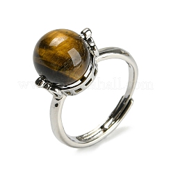 Natural & Synthetic Mixed Gemstone Round Adjustable Rings&nbsp;RJEW-G290-02P