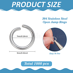 1000Pcs Tarnish Resistant 304 Stainless Steel Open Jump Rings&nbsp;STAS-ME0002-14