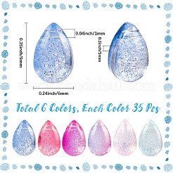 210Pcs 6 Colors Transparent Glass Beads&nbsp;GGLA-LT0001-02B