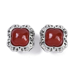 Brass Pave Natural Carnelian(Dyed & Heated) Beads&nbsp;KK-U043-38P-01