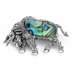 Cow Alloy Brooch&nbsp;PALLOY-N166-002-A02-RS