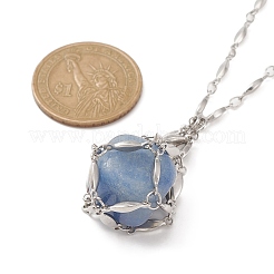 Tarnish Resistant 304 Stainless Steel Link Chain Macrame Pouch Empty Stone Holder for Pendant Necklaces Making&nbsp;NJEW-JN04398