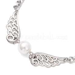 Alloy Wing & Shell Pearl Link Bracelets&nbsp;BJEW-TA00701