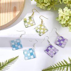 Checkerboard Dangle Earrings DIY Making Kit&nbsp;DIY-OC0008-06