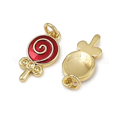 Brass Enamel Lollipop Charms&nbsp;KK-D424-20B-G