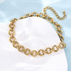 304 Stainless Steel Ring Link Chain Anklets&nbsp;AJEW-A057-11G