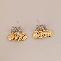 Brass Micro Pave Clear Cubic Zirconia Stud Dangle Earrings for Women&nbsp;WG245F2-01