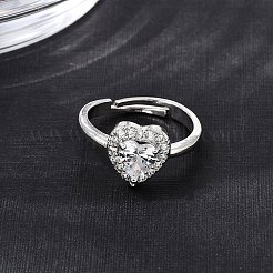 Brass Micro Pave Clear Cubic Zirconia Cuff Open Rings&nbsp;CU-CBA5C10-01P
