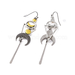 Alloy Geometry with Moon Dangle Earrings&nbsp;EJEW-B015-05