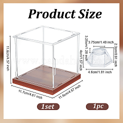 1 Set Square Acrylic Dust-Proof Display Boxes with Wooden Base&nbsp;AJEW-OC0013-56C