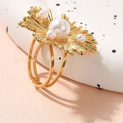 304 Stainless Steel Flower Open Cuff Rings for Women&nbsp;STAS-Z108-04G
