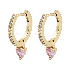 Brass Pave Cubic Zirconia Heart Hoop Earrings for Women&nbsp;EJEW-L269-131G