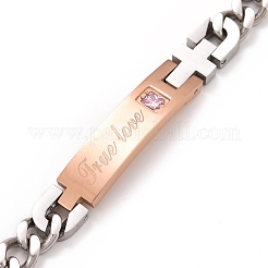 Rectangle with Word True Love Link Bracelet with Rhinestone&nbsp;STAS-E160-31RGP