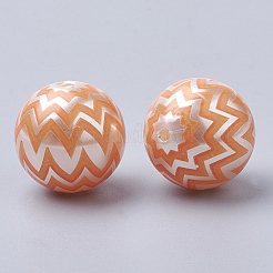 Printed Imitation Pearl Acrylic Beads&nbsp;LS-X-MACR-R558-01B