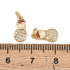 Christmas Brass Micro Pave Cubic Zirconia Enamel Charms&nbsp;KK-L255-19G-07