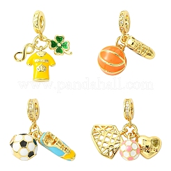 1Pc Sport Theme Brass Enamel European Dangle Charms&nbsp;KK-YW0002-64