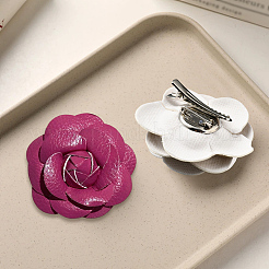 Imitation Leather Shoe Buckle Clips with Iron Clip&nbsp;FIND-CL0001-92B