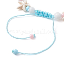 Ocean Synthetic Turquoise Starfish Turtle Braided Bead Anklets&nbsp;AJEW-AN00765