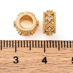 Brass Micro Pave Cubic Zirconia European Beads&nbsp;KK-K378-39G