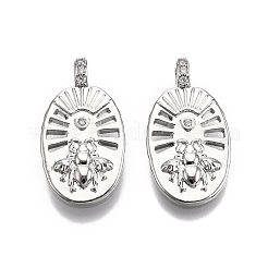Brass Micro Pave Clear Cubic Zirconia Pendants&nbsp;KK-C005-09P